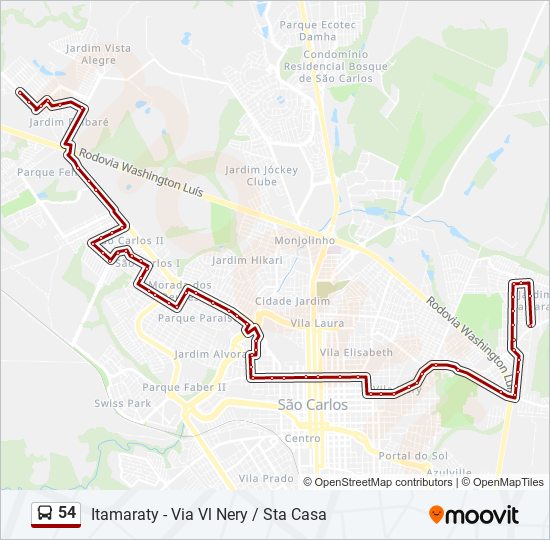 Mapa de 54 de autobús