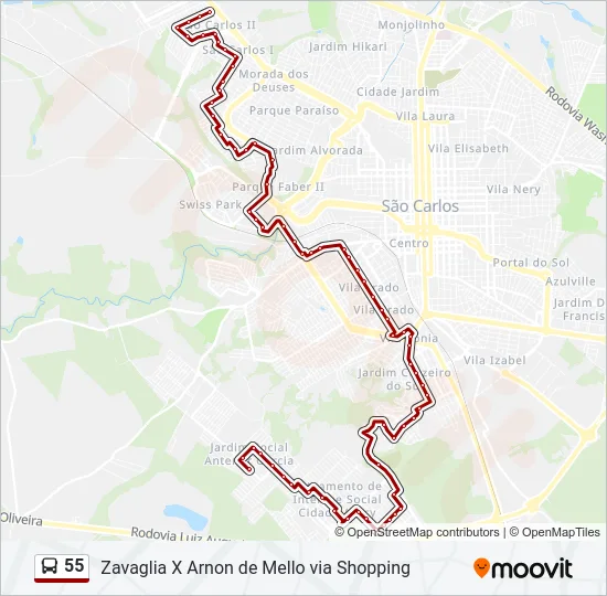 55 Bus Line Map