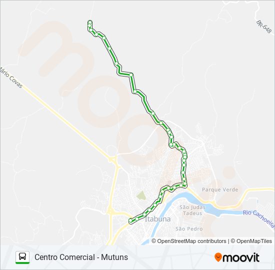 Mapa da linha RC80 MUTUNS / CENTRO COMERCIAL de ônibus