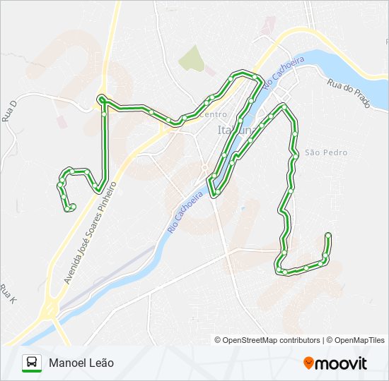 Mapa da linha BB35 DANIEL GOMES / MANOEL LEÃO de ônibus