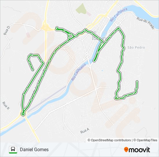 Mapa da linha BB35 DANIEL GOMES / MANOEL LEÃO de ônibus