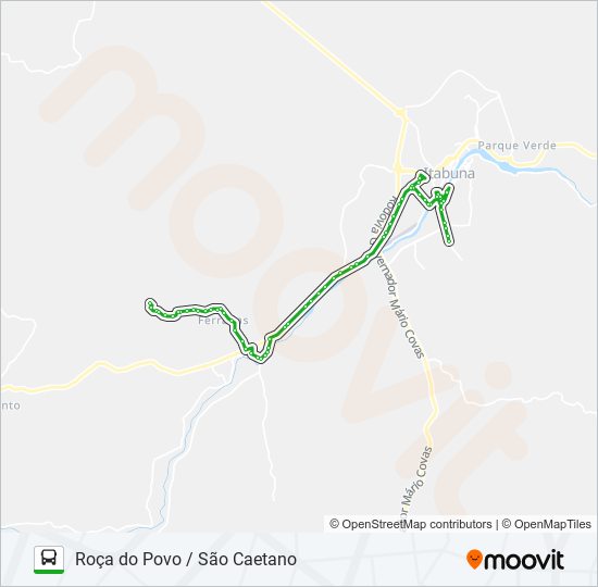 Mapa da linha RB77 ROÇA DO POVO / SÃO CAETANO de ônibus