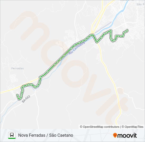 Mapa da linha BB23 NOVA FERRADAS / SÃO CAETANO de ônibus