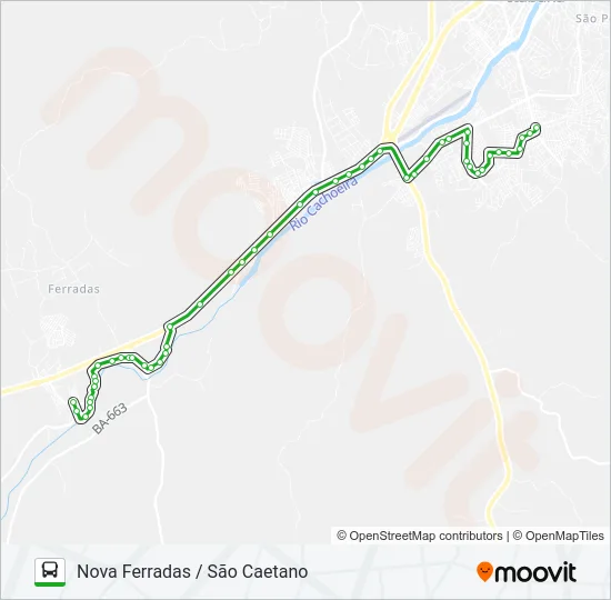 Mapa de BB23 NOVA FERRADAS / SÃO CAETANO de autobús