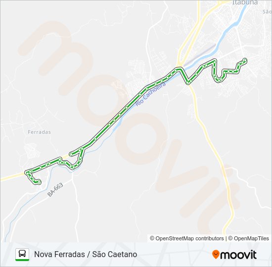 Mapa da linha BB23 NOVA FERRADAS / SÃO CAETANO de ônibus