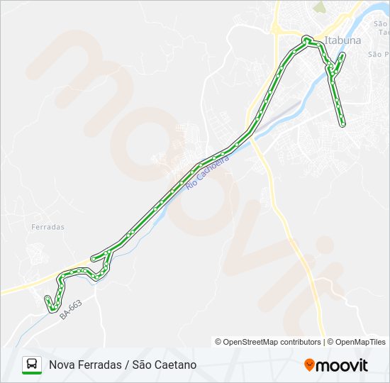 Mapa da linha BB23 NOVA FERRADAS / SÃO CAETANO de ônibus