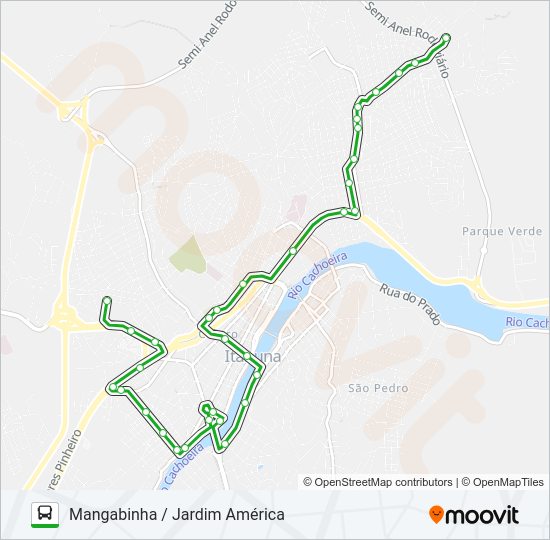 Mapa da linha BC19 MANGABINHA / JARDIM AMÉRICA de ônibus