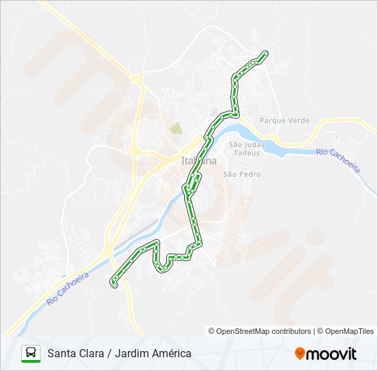 Mapa da linha BB24 SANTA CLARA / JARDIM AMÉRICA de ônibus
