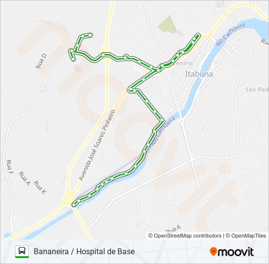 Mapa da linha BC20 BANANEIRA / HOSPITAL DE BASE de ônibus