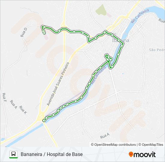 Mapa de BC20 BANANEIRA / HOSPITAL DE BASE de autobús