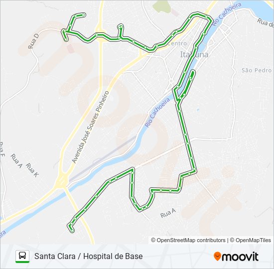 Mapa da linha BB13 SANTA CLARA / HOSPITAL DE BASE de ônibus