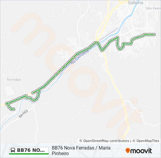 BB76 NOVA FERRADAS / MARIA PINHEIRO bus Line Map