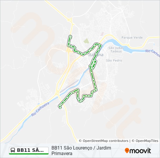 Mapa de BB11 SÃO LOURENÇO / JARDIM PRIMAVERA de autobús