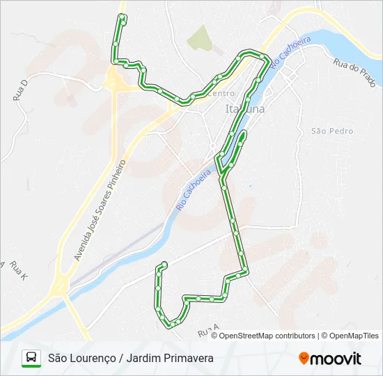 BB11 SÃO LOURENÇO / JARDIM PRIMAVERA Bus Line Map