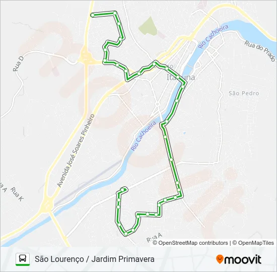 BB11 SÃO LOURENÇO / JARDIM PRIMAVERA Bus Line Map