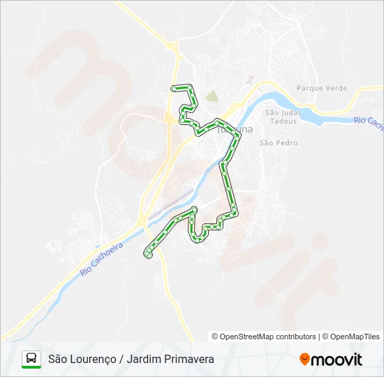 BB11 SÃO LOURENÇO / JARDIM PRIMAVERA Bus Line Map