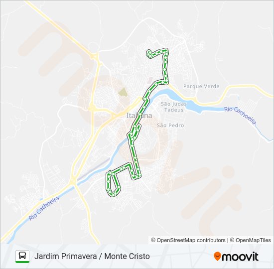 Mapa da linha BB70 JARDIM PRIMAVERA / MONTE CRISTO de ônibus