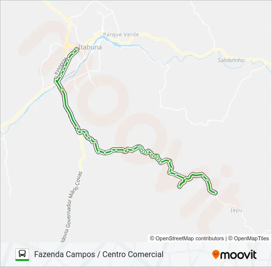 RC81 FAZENDA CAMPOS / CENTRO COMERCIAL Bus Line Map