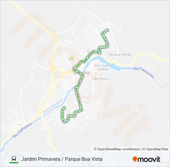 Mapa de BB68 JARDIM PRIMAVERA / PARQUE BOA VISTA de autobús