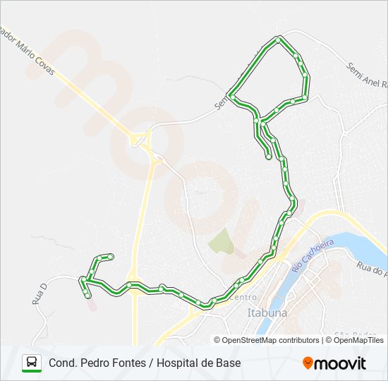 Mapa da linha BC05 COND. PEDRO FONTES / HOSPITAL DE BASE de ônibus