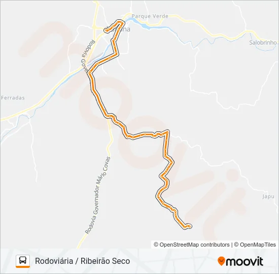 RC83 RODOVIÁRIA / RIBEIRÃO SECO Bus Line Map