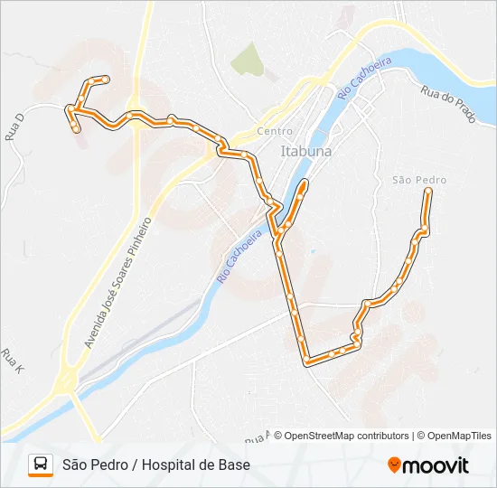 C01 SÃO PEDRO / HOSPITAL DE BASE Bus Line Map