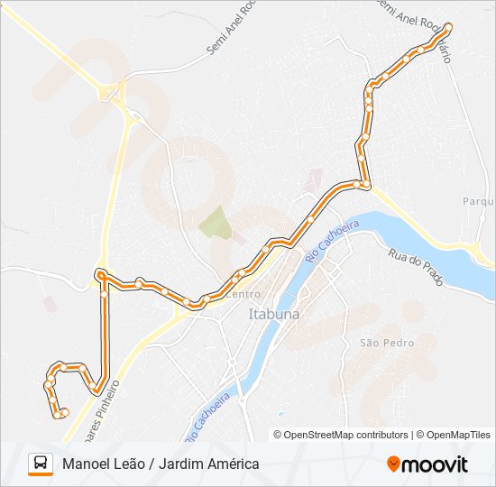 BB72 MANOEL LEÃO / JARDIM AMÉRICA bus Line Map