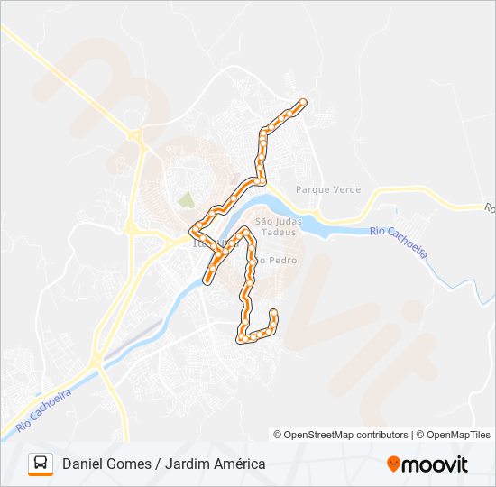 Mapa da linha BB74 DANIEL GOMES / JARDIM AMÉRICA de ônibus