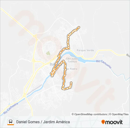 BB74 DANIEL GOMES / JARDIM AMÉRICA Bus Line Map