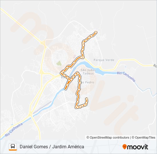 Mapa da linha BB74 DANIEL GOMES / JARDIM AMÉRICA de ônibus