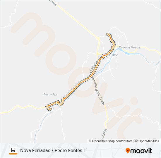 Mapa da linha BB59 NOVA FERRADAS / PEDRO FONTES 1 de ônibus