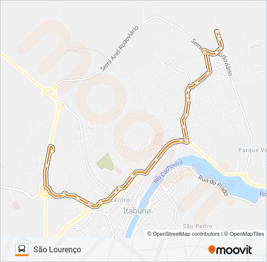 Mapa de BB62 NOVA CALIFÓRNIA / SÃO LOURENÇO de autobús