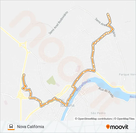 BB62 NOVA CALIFÓRNIA / SÃO LOURENÇO Bus Line Map