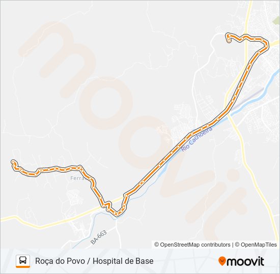 Mapa da linha RB85 ROÇA DO POVO / HOSPITAL DE BASE de ônibus