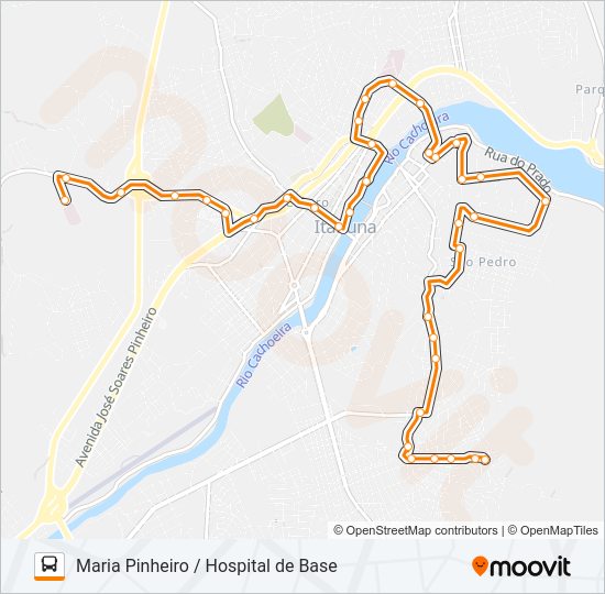 Mapa da linha BC16 MARIA PINHEIRO / HOSPITAL DE BASE de ônibus