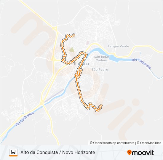 Mapa da linha BB56 ALTO DA CONQUISTA / NOVO HORIZONTE de ônibus