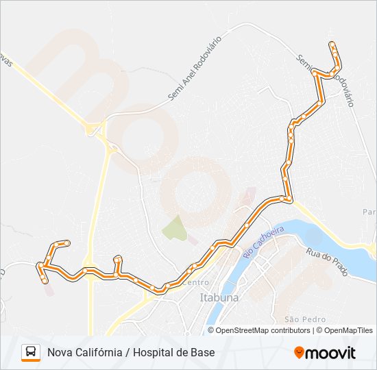 Mapa de BC02 NOVA CALIFÓRNIA / HOSPITAL DE BASE de autobús