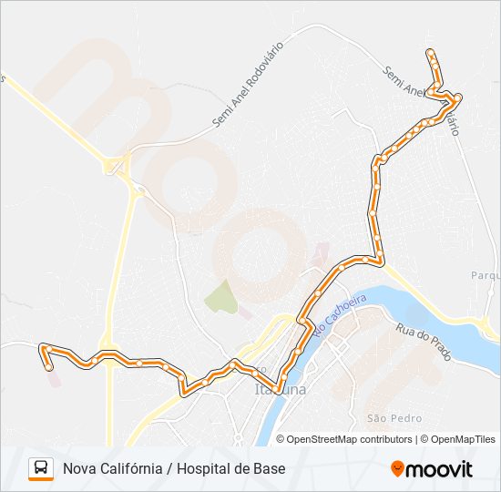 Mapa de BC02 NOVA CALIFÓRNIA / HOSPITAL DE BASE de autobús