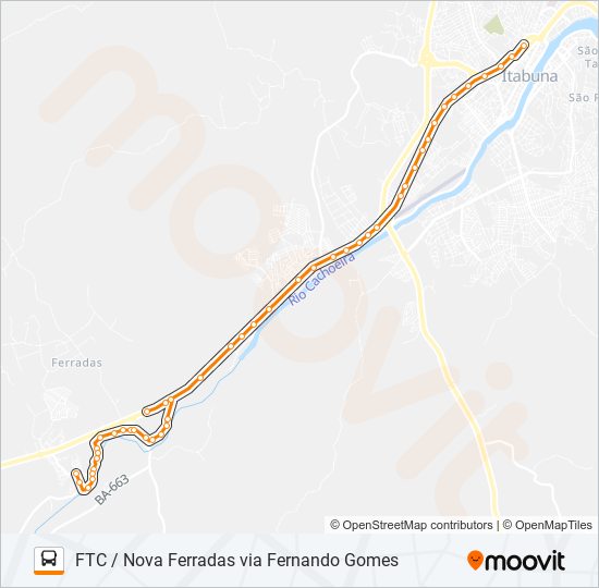 Mapa de BC04F FTC / NOVA FERRADAS VIA FERNANDO GOMES de autobús