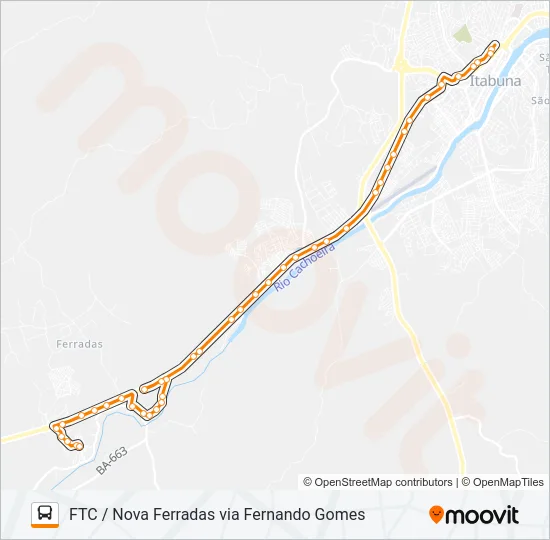 Mapa de BC04F FTC / NOVA FERRADAS VIA FERNANDO GOMES de autobús