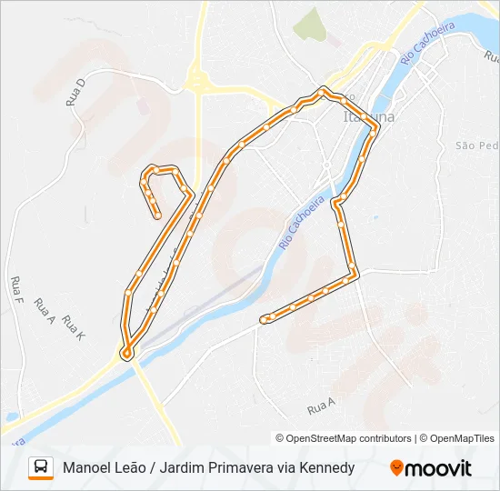 BB34 MANOEL LEÃO / JARDIM PRIMAVERA VIA KENNEDY Bus Line Map
