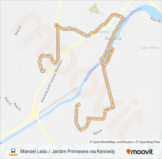 BB34 MANOEL LEÃO / JARDIM PRIMAVERA VIA KENNEDY Bus Line Map