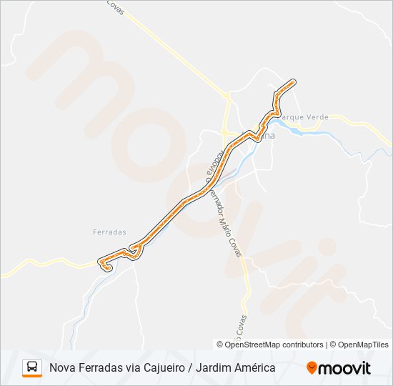 Mapa da linha BB60C NOVA FERRADAS VIA CAJUEIRO / JARDIM AMÉRICA de ônibus