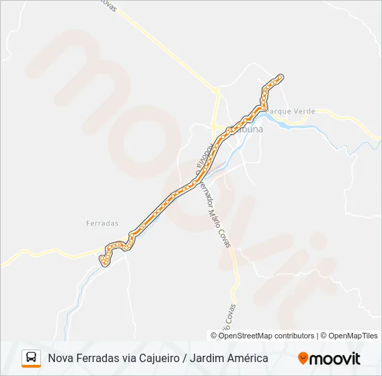 BB60C NOVA FERRADAS VIA CAJUEIRO / JARDIM AMÉRICA Bus Line Map
