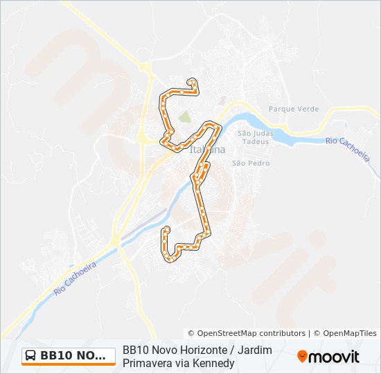 BB10 NOVO HORIZONTE / JARDIM PRIMAVERA VIA KENNEDY bus Line Map