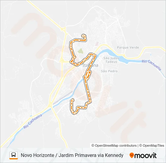 BB10 NOVO HORIZONTE / JARDIM PRIMAVERA VIA KENNEDY Bus Line Map