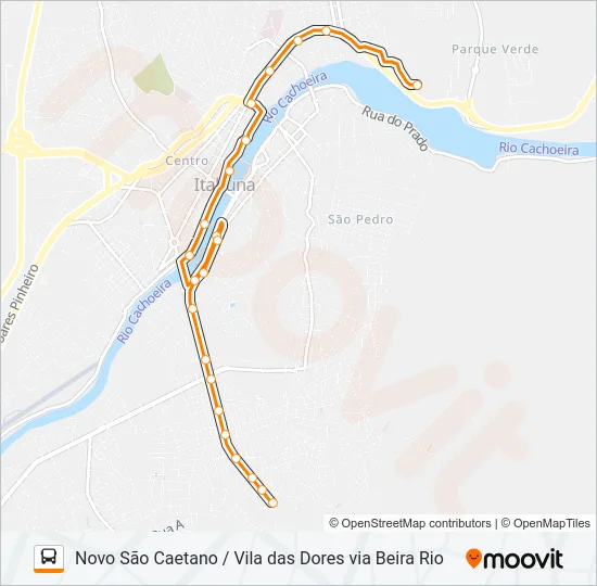 BB22 NOVO SÃO CAETANO / VILA DAS DORES VIA BEIRA RIO Bus Line Map