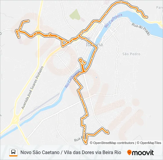 BB22 NOVO SÃO CAETANO / VILA DAS DORES VIA BEIRA RIO Bus Line Map