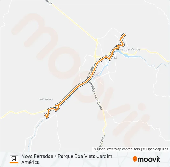 BB61 NOVA FERRADAS / PARQUE BOA VISTA-JARDIM AMÉRICA Bus Line Map