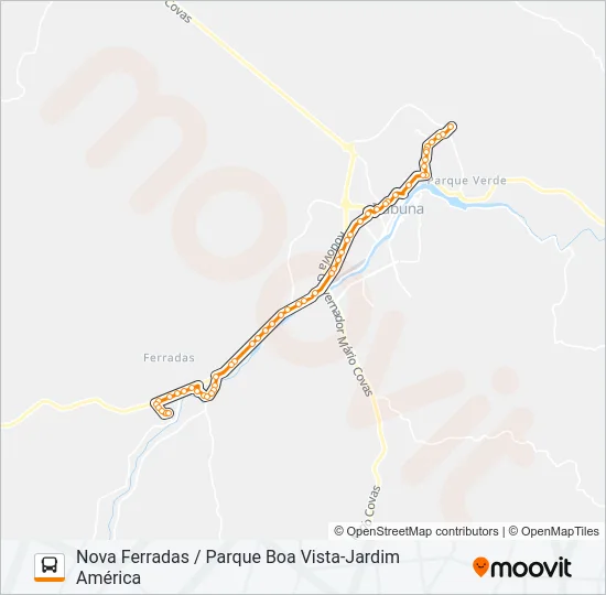 BB61 NOVA FERRADAS / PARQUE BOA VISTA-JARDIM AMÉRICA Bus Line Map